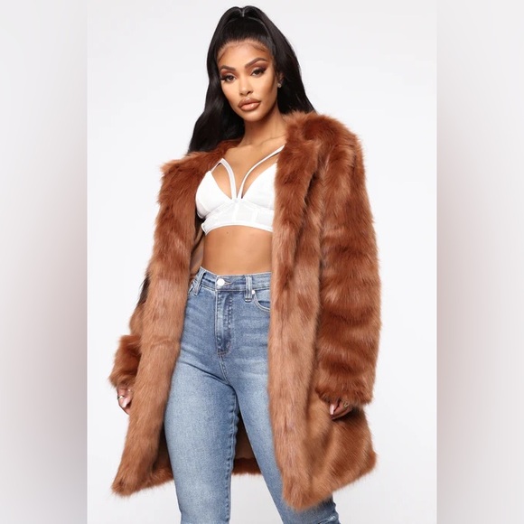 Fashion Nova Jackets & Blazers - Franchesca Fur Jacket - Brown